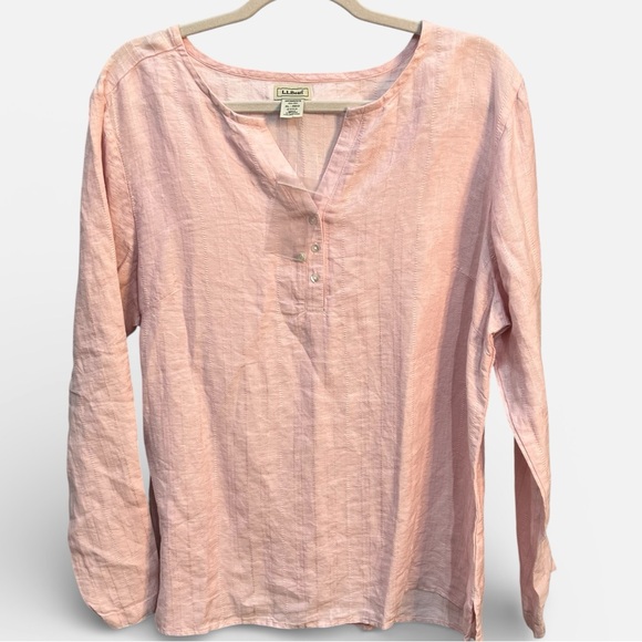 L.L. Bean Tops - LL Bean 100% Linen pink pullover top women’s size XL